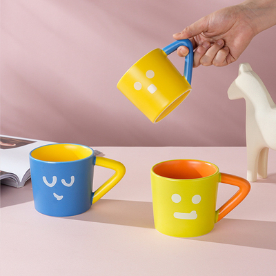 Dankzegging kleur blokkerende keramische koffiebeker grote capaciteit creatieve mok voor kantoor