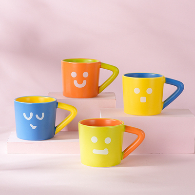 Dankzegging kleur blokkerende keramische koffiebeker grote capaciteit creatieve mok voor kantoor