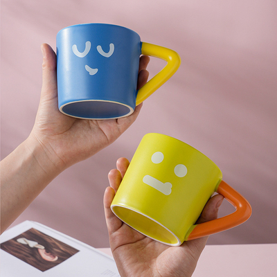 Dankzegging kleur blokkerende keramische koffiebeker grote capaciteit creatieve mok voor kantoor