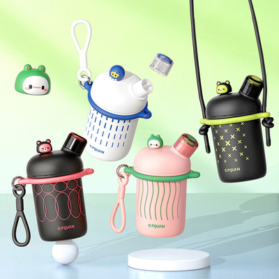 Silk Screen Printing Creatieve Cartoon Cool Double Drink Cup Handheld Crossbody Warm Cup