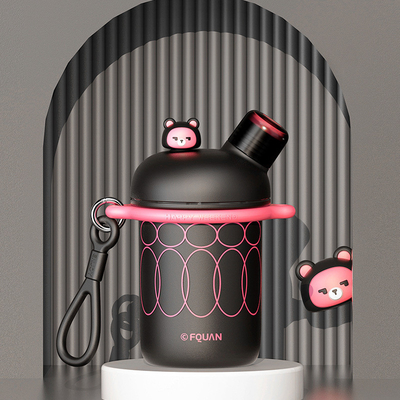 Silk Screen Printing Creatieve Cartoon Cool Double Drink Cup Handheld Crossbody Warm Cup