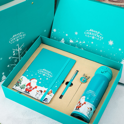 Kerstcadeau doos Set van 4 Notebook Bookmark Pen Thermos UV Printing 1 Kleurgraphics