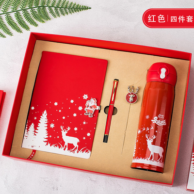 Kerstcadeau doos Set van 4 Notebook Bookmark Pen Thermos UV Printing 1 Kleurgraphics