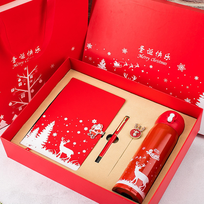 Kerstcadeau doos Set van 4 Notebook Bookmark Pen Thermos UV Printing 1 Kleurgraphics