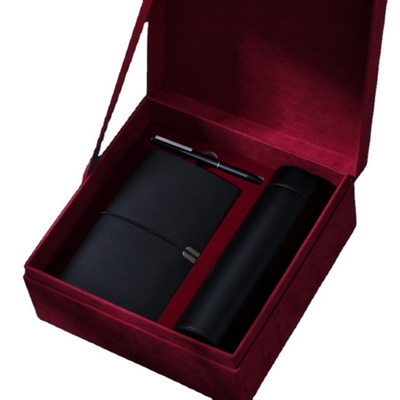 Temperatuurscherm Thermosbeker in rode suede Flip Box Perfect voor zakelijke souvenirs