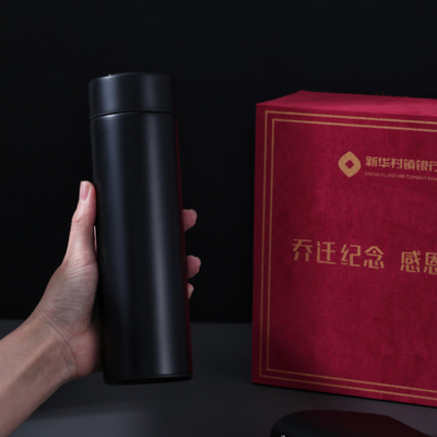 Temperatuurscherm Thermosbeker in rode suede Flip Box Perfect voor zakelijke souvenirs