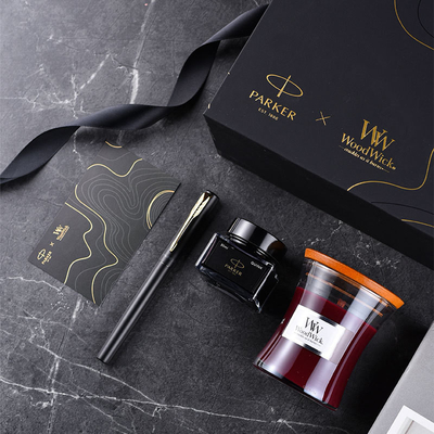 XL Entry-Level Black Gold Ink Pen WoodWick Aromatherapy Zwarte cadeautekst voor verjaardag
