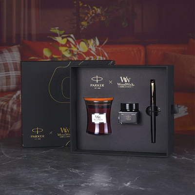 XL Entry-Level Black Gold Ink Pen WoodWick Aromatherapy Zwarte cadeautekst voor verjaardag