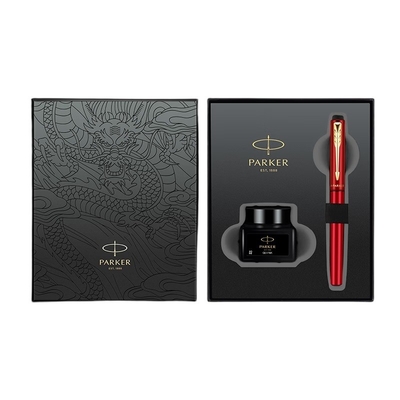 Parker Yulong Series Business Gift Box en Weiya XL Jiaolong/Zwarte Rode Special Edition Goud Clip Ink Pen