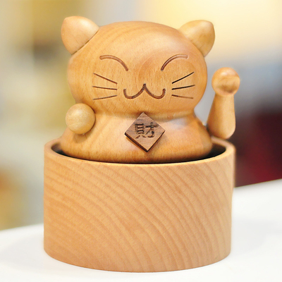 Jaar Mini Carousel Gelukkige Kat Muziekdoos Solid Hout Taart Muziekdoos Decoratie Verjaardagscadeau
