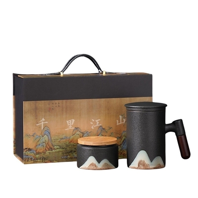 Marketingcampagnes Yuanshan Houten handvat Cup Set met aangepast logo