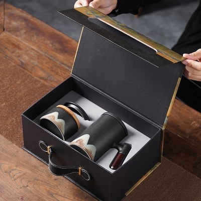 Marketingcampagnes Yuanshan Houten handvat Cup Set met aangepast logo
