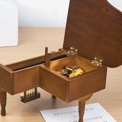 Zilkscherm gedrukt houten piano muziekdoos Ideaal voor bruiloft gunsten bruidsfeest cadeautjes