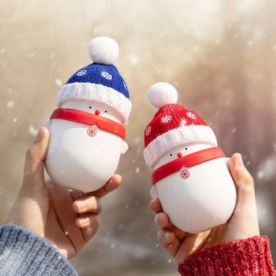 Kerstcadeau Cartoon Mini Draagbare Sneeuw Schat Warme Hand Schat 2-in-1 Power Bank