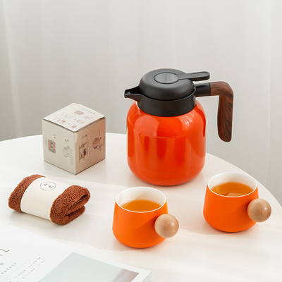 Gepersonaliseerde presentatie geschenk set Keramische theepot 2 kopjes Thee handdoek 6 witte thee stukken