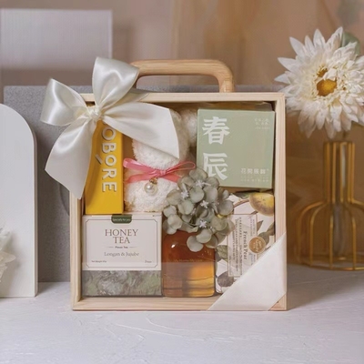 Alumni Relations/Class Reunions Acryl transparante draagbare houten doos voor cadeautsack