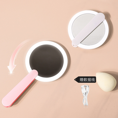 Een moeiteloze mooie draagbare opvouwbare handheld LED make-up spiegel met UV-printen