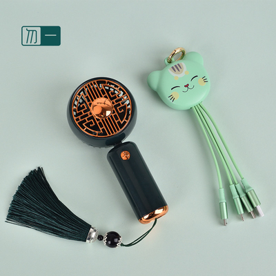 Zilk Screen Printing -Chic Business Gift Box met kleine ventilator en Zhaocai Cat Data Line