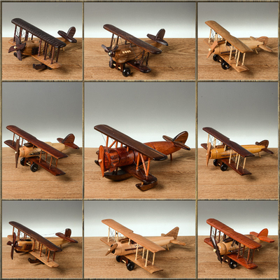 Silk Screen Printing Vintage houten vliegtuigmodel voor creatieve home desktop decoratie