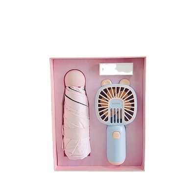 Nieuwheid Geschenken Cool Zomer Business Gift Box Set Cartoon Handheld Fan Paraplu