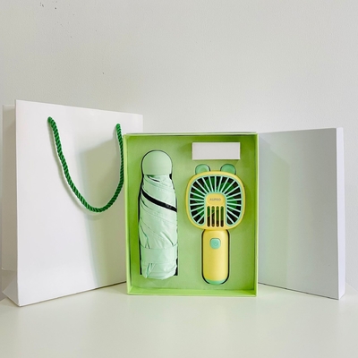 Nieuwheid Geschenken Cool Zomer Business Gift Box Set Cartoon Handheld Fan Paraplu