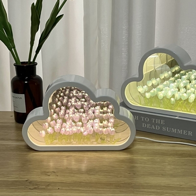Handgemaakte DIY Cloud Tulip Spiegel Nachtlamp Een Object Twee Gebruiken Ideaal voor Nieuwheid Geschenken