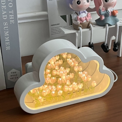 Handgemaakte DIY Cloud Tulip Spiegel Nachtlamp Een Object Twee Gebruiken Ideaal voor Nieuwheid Geschenken