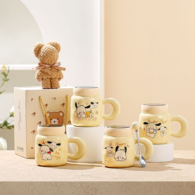 Silk Screen Printed Mug Set Keramische kleurrijke grafische ontwerpen Perfect voor elke gelegenheid