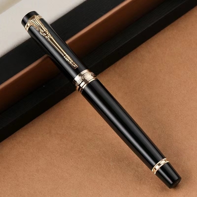 Bedrijfsgeschenk Metalen fontein inktpen met aangepast logo en 1 kleur grafische afdruk