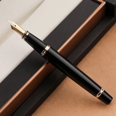 Bedrijfsgeschenk Metalen fontein inktpen met aangepast logo en 1 kleur grafische afdruk
