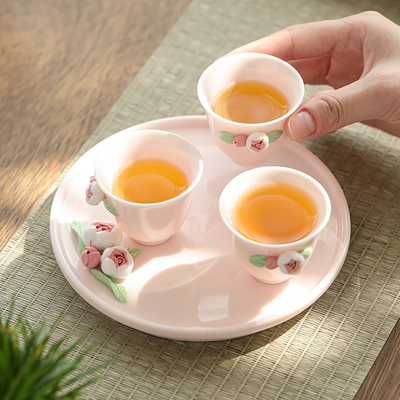 Bloem Taal Roze Keramische Theeset Perfect Geschenk voor de Tijd van de Vrouwen op de Dag van de Godin
