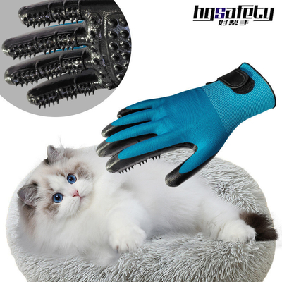 Huisdierenhaarverwijder Handschoenen met metalen tips Blauwe massage Schoonmaken en verwijderen van drijvend haar