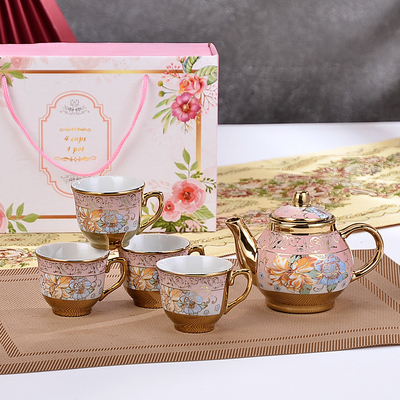 Seramische set met zijde-scherm, in Europese stijl, met vergulde koffiekop en schotel