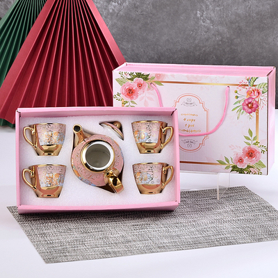 Seramische set met zijde-scherm, in Europese stijl, met vergulde koffiekop en schotel