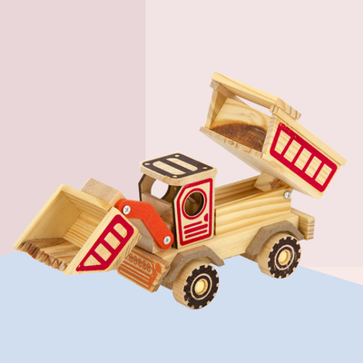 Reisbureau Decor Essentiële handgemaakte houten bulldozer model met 2 kleuren print