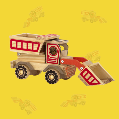 Reisbureau Decor Essentiële handgemaakte houten bulldozer model met 2 kleuren print