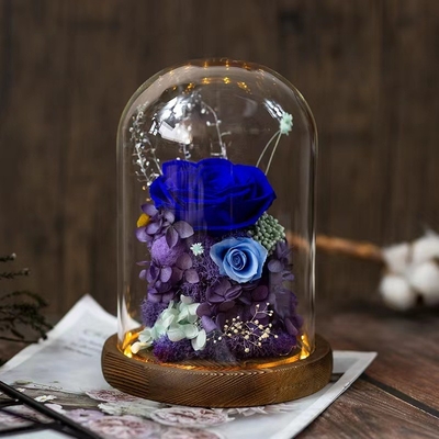 Elegante eeuwige bloem afgewerkte rozen glazen doos cadeaubon voor praktisch verjaardagscadeau