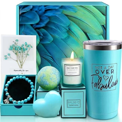 2 kleuren gedrukt blauw cadeautje set aromatherapie kaars badbal voor feest Moederdag
