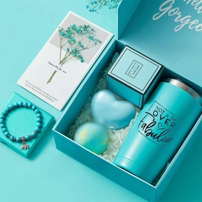 2 kleuren gedrukt blauw cadeautje set aromatherapie kaars badbal voor feest Moederdag