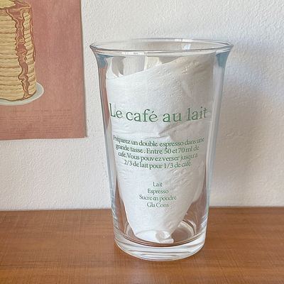 350 ml Ins Fashion Text Print Glasbeker voor Retro Waterbeker IJskop Koffie Latte Theesoutbeker