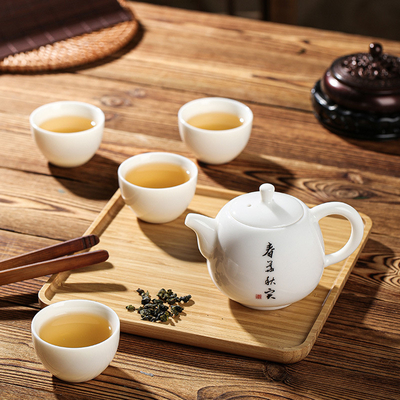 Elegant Dragon Boat Festival Souvenir Draagbare theeset met potkoppen Tray Handdoek en tas