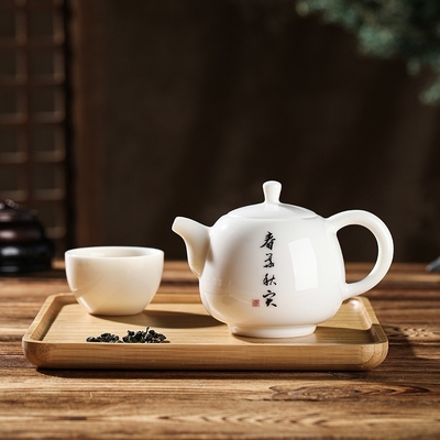 Elegant Dragon Boat Festival Souvenir Draagbare theeset met potkoppen Tray Handdoek en tas