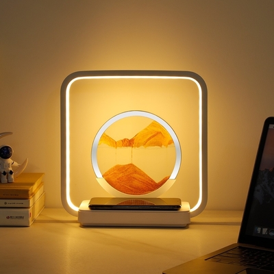 Draadloos opladen LED licht USB Touch 3 kleur stroomend zand schilderen tafellamp voor uniek cadeau