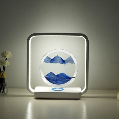 Draadloos opladen LED licht USB Touch 3 kleur stroomend zand schilderen tafellamp voor uniek cadeau