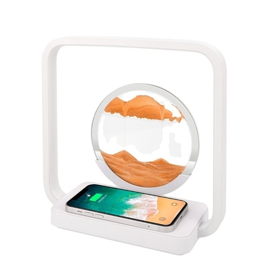 Draadloos opladen LED licht USB Touch 3 kleur stroomend zand schilderen tafellamp voor uniek cadeau