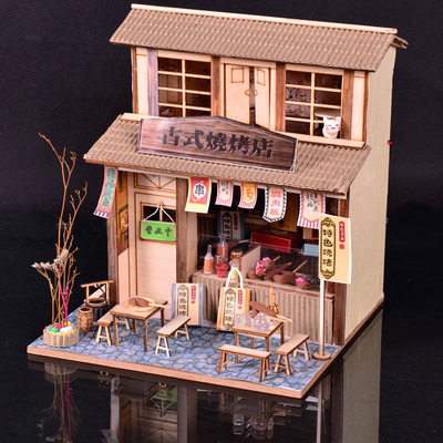 Hotel &amp; Resort Chinese stijl Retro DIY Cottage Barbecue Shop zolder Assembly Model Creatieve handgemaakte cadeautjes