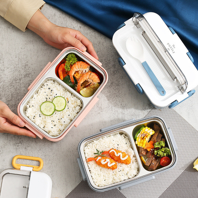 Custom Logo 304 roestvrij staal Split Bento Box met waterverwarming en tafelgerei Ideaal