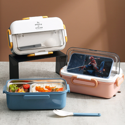 Custom Logo 304 roestvrij staal Split Bento Box met waterverwarming en tafelgerei Ideaal