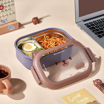 Roestvrij staal geïsoleerde lunchbox voor kinderdag cadeau 2 kleuren grafische drukwerk