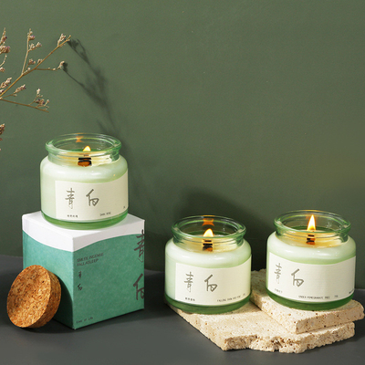 2 Kleurgraphics Printing op Houten Cork Groene Cup Aromatherapie Kaars voor Niche Event